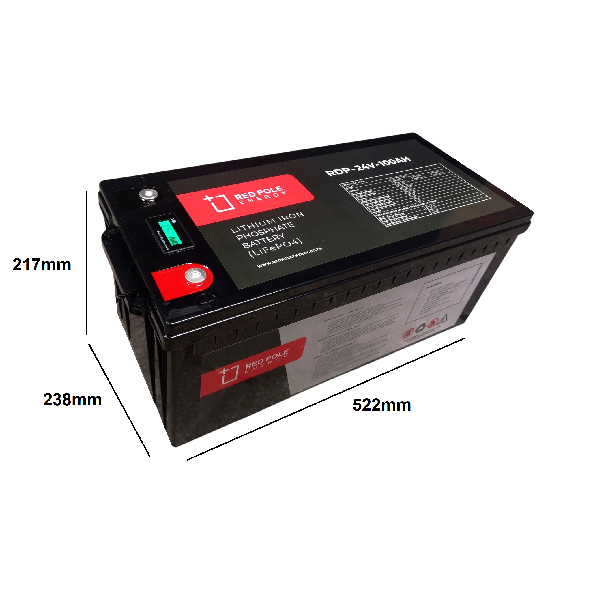 24V 100Ah 2.56kWh Lithium Battery - Medium Inverters